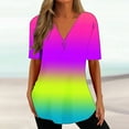 thumbnail image 2 of Xihbxyly Zippered Tops for Women Plus Size V Neck T Shirts Women Short Sleeve Shirt Half Zipper Blouse Loose Comfortable Print Top Blouse Graphic Tee Shirts 2024 Summer Tops #4, 2 of 5