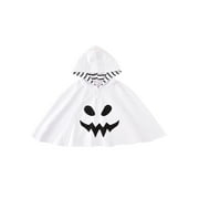 CenturyX Toddler Kid Baby Girls Boys Halloween Costume White Ghost Smile Cloak Poncho Cape Cosplay Outfit Clothes White 2-3 Years