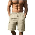 thumbnail image 2 of Fnnxeal Mens Cargo Shorts Relaxed Fit-Outdoor Summer Drawstring Casual Elastic Waist Solid Shorts&nbsp;with&nbsp;Multi&nbsp;Pockets Khaki, 2 of 7