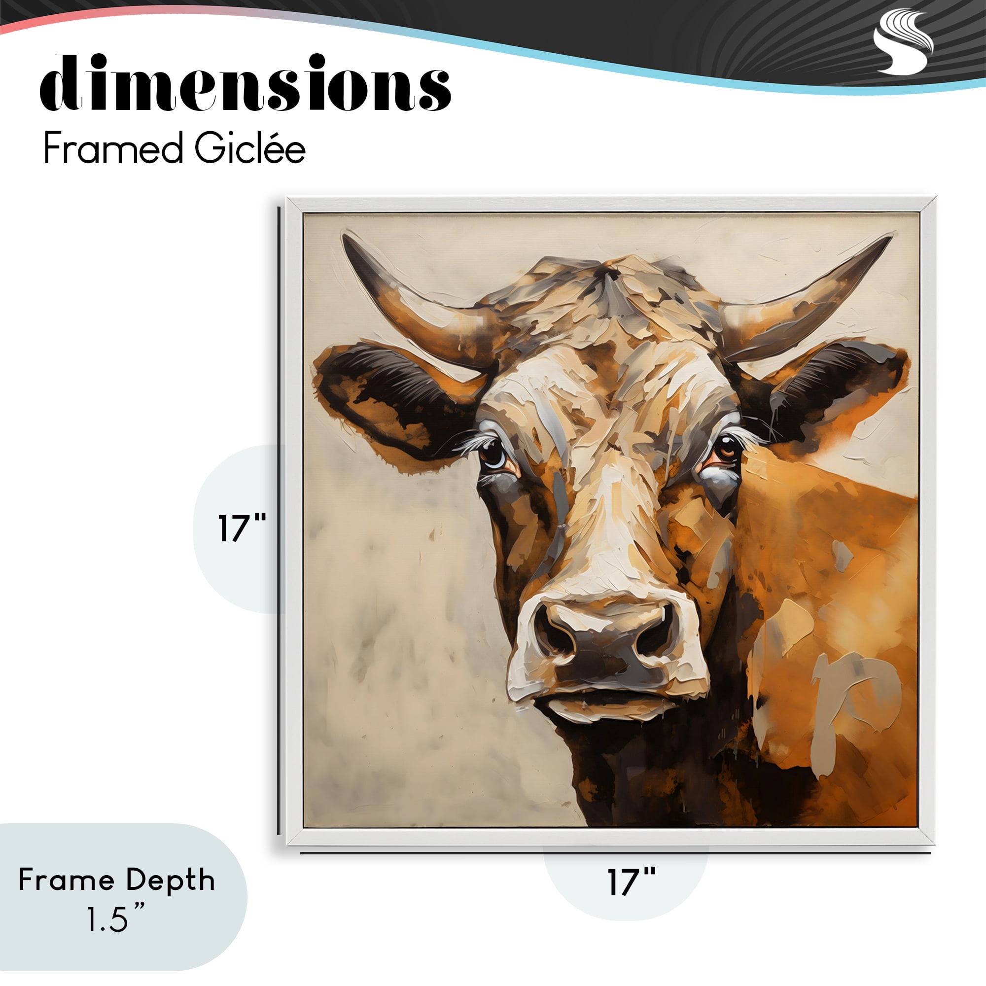 Stupell Industries Beautiful Brown Bovine White Framed Giclee Art, design by Creative Studio