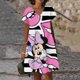 thumbnail image 3 of Vestido de manga corta con cuello en V, informal, bohemio, holgado, elegante, de verano, con estampado 3D de Disney, Minnie y Mickey Mouse, 3 of 5