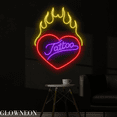 thumbnail image 3 of Glowneon Heart Fire Tattoo Neon Sign, Tattoo Shop Led Sign, Wall Deco, 3 of 5
