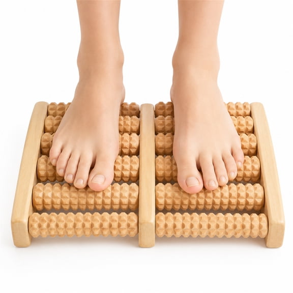 NOGIS Wooden Foot Massager Roller, Dual Foot Massage Roller for Relief Tired Feet, Pain and Plantar Fasciitis, Massage Tools for Women and Men