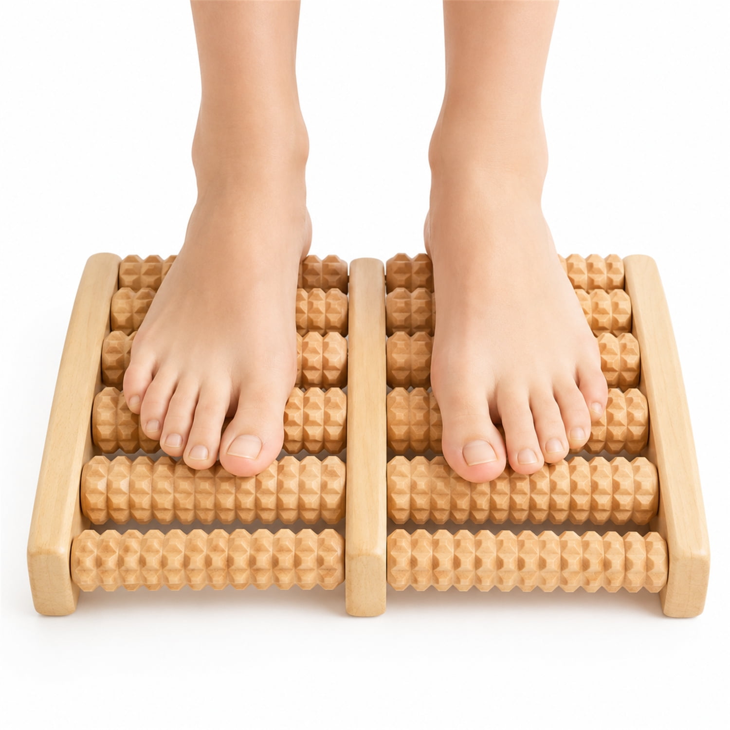 NOGIS Wooden Foot Massager Roller, Dual Foot Massage Roller for Relief Tired Feet, Pain and Plantar Fasciitis, Massage Tools for Women and Men
