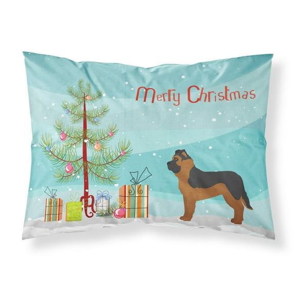 Black German Shepherd Mastiff Mix Christmas Tree Fabric Standard Pillowcase
