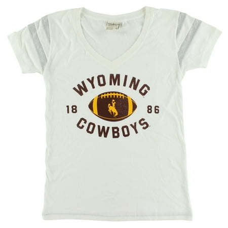 - Camp David Womens Wyoming Cowboys College Kailey V Neck T Shirt White