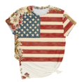thumbnail image 7 of Thousandth Women's Vintage Flag Shirts Plus Size 4th of July Patriotic T-Shirt Distressed Flag Tops with Flower Print Summer Short Sleeve Blouse Independence Day Outfit, 7 of 7