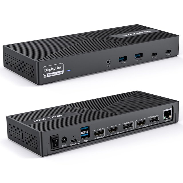 Estación de acoplamiento WAVLINK USB C 3 para monitores 4K @60Hz con PD de 100 W