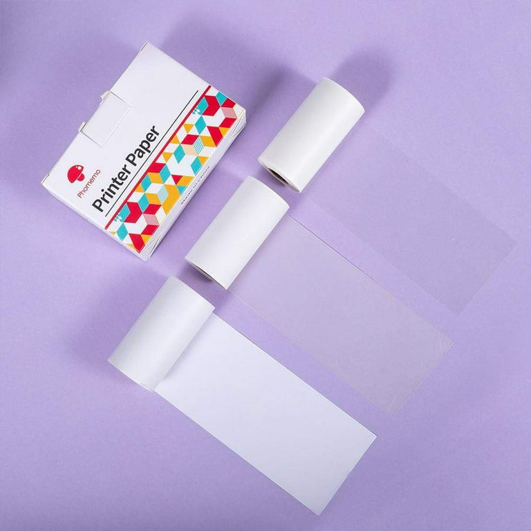 Phomemo 3 Rolls Adhesive Thermal Sticker Paper, White/Transparent/Semi-Transparent  Thermal Paper, for Phomemo M02/M02 Pro/M02S/M03/M03AS/M04S Mini Bluetooth  Pocket Printer 