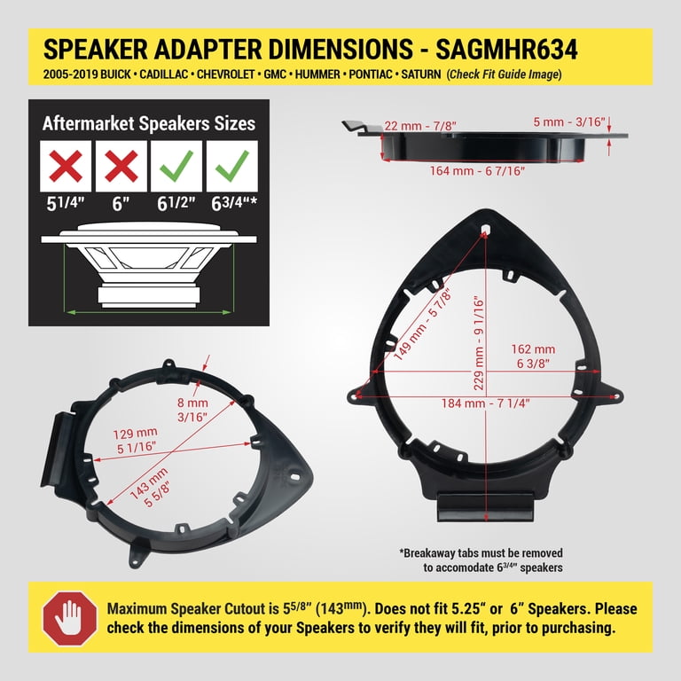 Scosche SAGMHR634 Speaker Adapters, 6.5