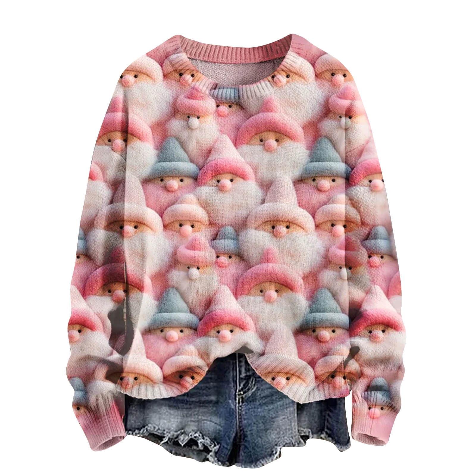 Christmas Sweatshirt for Women Tree Print Pullover Sweater Crewneck Long Sleeve Tops Casual Womens Knit Shirt