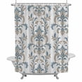 thumbnail image 2 of Medieval Flowers Shower Curtain for Bathroom Decor, Vintage Abstract Blue Brown Floral Waterproof Fabric Shower Curtain, 54"x78" Set with 12 Hooks, 2 of 9