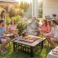 thumbnail image 3 of Enyopro 32" Outdoor Fire Pits, Smokeless Metal Fire Pit for Outside with Poker, Mesh Lid, Fire Grate, Fire Bowl for Patio, Backyard, and Camping, 3 of 8