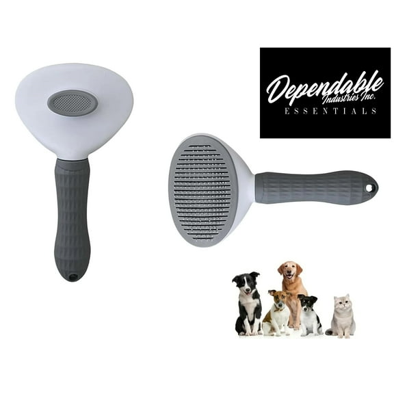 Self-Cleaning Slicker Brush for Dogs & Cats – Removes Loose Hair & Mats, Ergonomic Handle