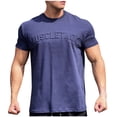 thumbnail image 1 of Playeras Elvqul para Caballero Algodón Stretch Azul Marino de Color Sólido Mayor Manga Corta Cuello Redondo Gym, 1 of 2