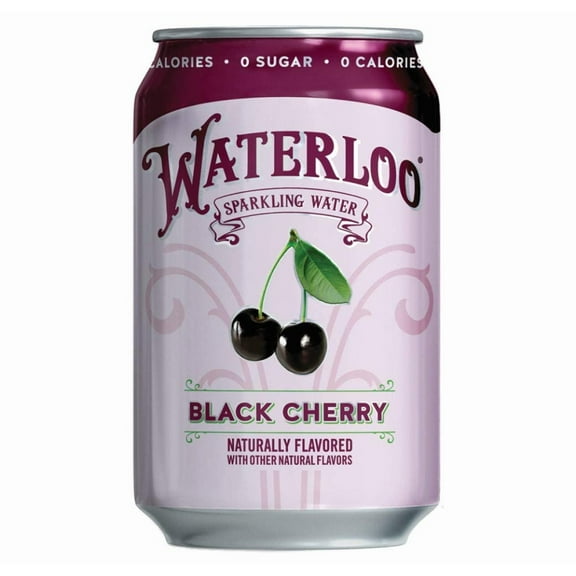 Waterloo Sparkling Water, Black Cherry Naturally Flavored, 12 Cans | Pack of 2