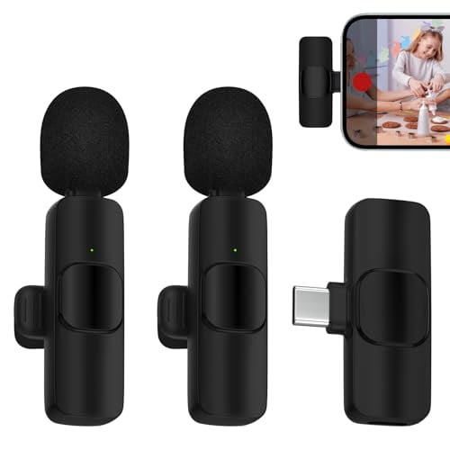 Wireless Microphone for iPhone 16 Pro Max/16e/16 Plus,Mini Lavalier Microphone USB C Wireless Lav Mic for Android Phone Samsung S25 Ultra S24FE S23,iPhone 16 Video Recording,Interview,TikTok,YouTube