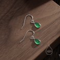 thumbnail image 2 of Genuine Green Onyx Droplet Drop Hook Earrings in Sterling Silver, Delicate Natural Green Onyx Earrings, Pear Shape Green Chalcedony Earrings, 2 of 2