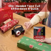 Wiher Wrapping Paper Cutter & Tape Dispenser, Gift Wrap Cutter Tool Dual Use Sliding Design with 4 Tapes & 2 Replacement Blades for Holiday & Birthday Gift Wrapping Paper Roll, 2 Pack(Black Red)