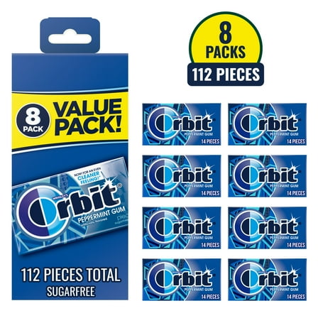 Orbit Peppermint Sugar Free Chewing Gum - 14 ct (8 Pack)