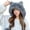 Gray, variant on Hadanceo Ladies Winter Hat Thick Plush Cartoon Ear Decor Knitted Thickened Ear Protection Sequin Drawstring Cold Resistant Plush Ball Decor Lady Outdoor Cap
