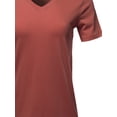 thumbnail image 4 of A2Y Women's Basic Solid Premium Cotton Short Sleeve V-neck T Shirt Tee Tops Dark Rust 1XL, 4 of 6