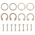 thumbnail image 5 of QQTDFG 16 Pcs/lot Stainless Steel Nose Rings 14/16G Ear Labret Tongue Eyebrow Piercings-Gold-10mm, 5 of 9