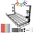 thumbnail image 2 of Milaget 15.7'' Desk Cable Management Tray Keeps Space Cleaning Wire Organizer under Desk black, 2 of 9