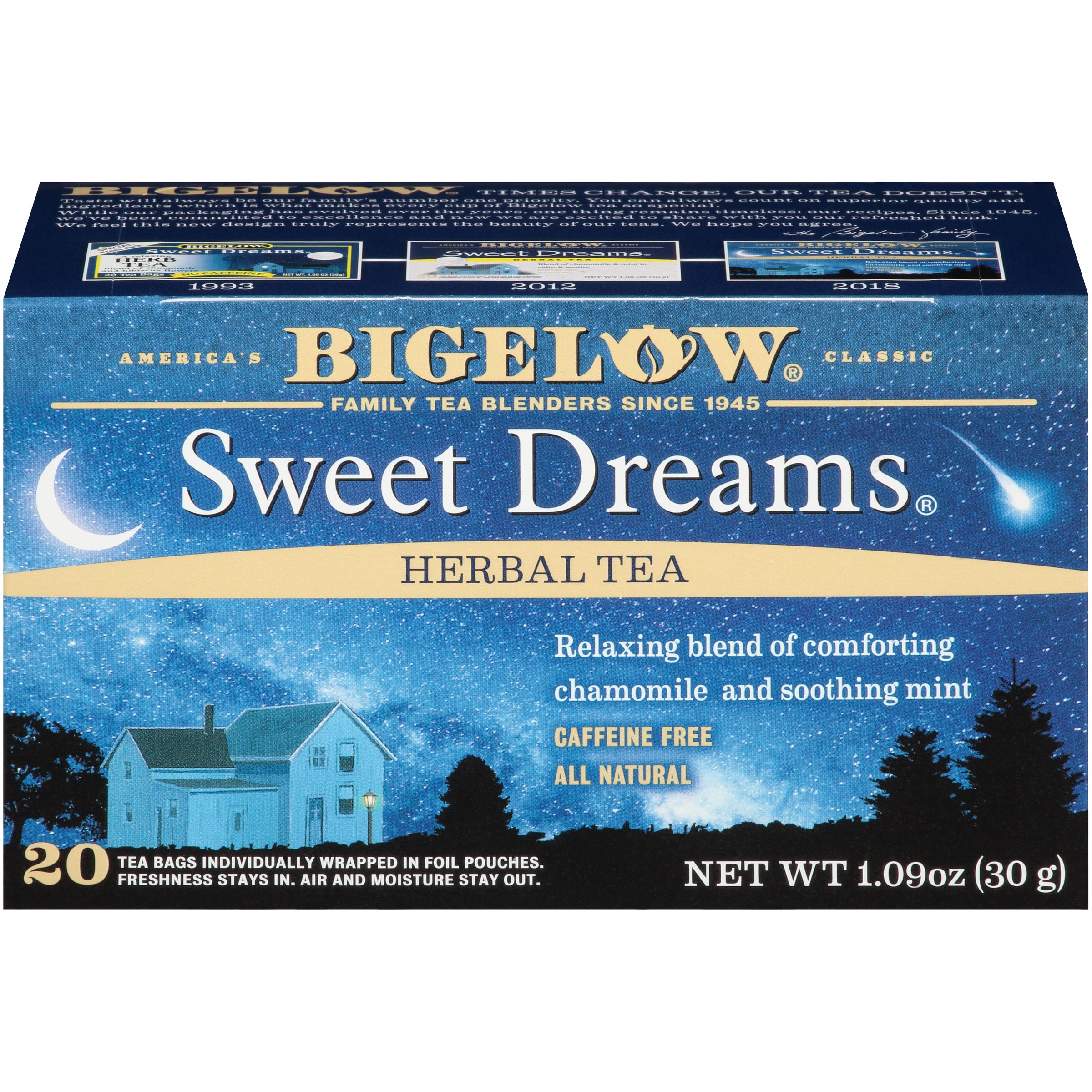 Bigelow Sweet Dreams , Caffeine-Free Herbal Tea Bags, 20 Count