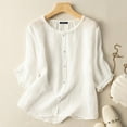 thumbnail image 3 of ZANZEA Women 3/4 Sleeved Tops Casual Loose Blouse Solid Color Shirts, 3 of 4