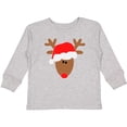 thumbnail image 3 of Inktastic Christmas Cute Reindeer in Santa Hat Boys or Girls Long Sleeve Toddler T-Shirt, 3 of 5