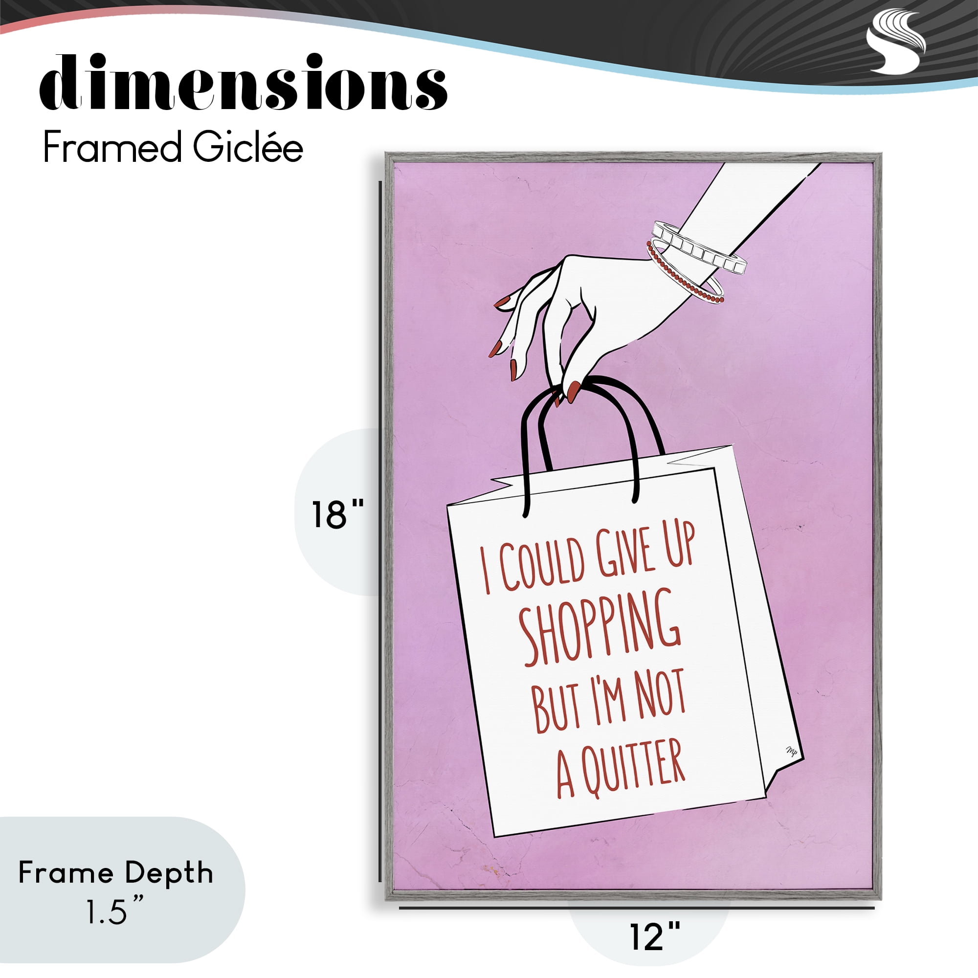 Stupell Industries Not A Quitter Shopping Gray Framed Giclee Art, design by Martina Pavlova