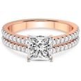 thumbnail image 3 of 1 Carat IGI Certified Princess Shape Lab Grown Diamond Engagement Ring | 14K Rose Gold |Tosca Secret Halo Double Band Diamond Ring | FG-VS1-VS2 Quality Friendly Diamonds, 3 of 4