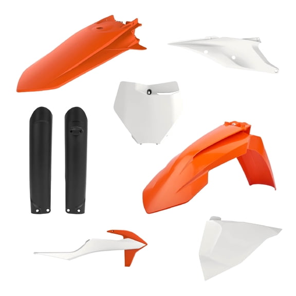 Polisport Full Plastic Kit for KTM SX 125/150 (2019-2022) OEM Quality Restyling Kit with Superior Fit, Flexibility, and Durability (Orange/White)