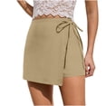 thumbnail image 2 of Xaqiouau Womens Solid High Waisted Tie Waist Wrap Skort with Built in Shorts Stretchy Lightweight Athletic Skirt for Workout Tennis Golf Daily Wear, 2 of 6