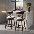 thumbnail image 4 of Topcobe Set of 2 25" Wooden Swivel Bar Stools with Cushioned Seat and Open X Back, Bar Stools for Pub Bistro Kitchen Dining, Beige, 4 of 8