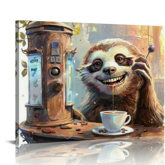 Creowell Cup of Coffee Wall Art Canvas for Home Decor, Ready To Hang Room Art Decor 16x12in