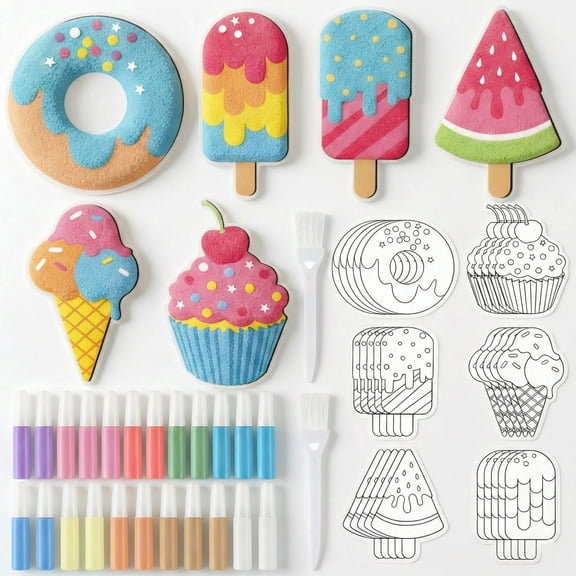 Dessert Sand Art Kits for Kids - 30 Sand Art Pictures With 22 Colored Sand Bottles - DIY Sand Painting Art & Craft Set for Boys Girls Ages 3 , Creative Birthday Gift & School Classroom Activity