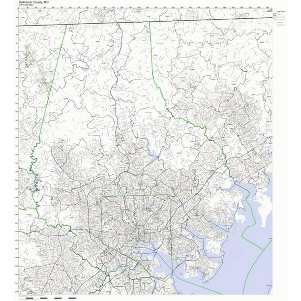 Baltimore County, Maryland MD ZIP Code Map Not Laminated