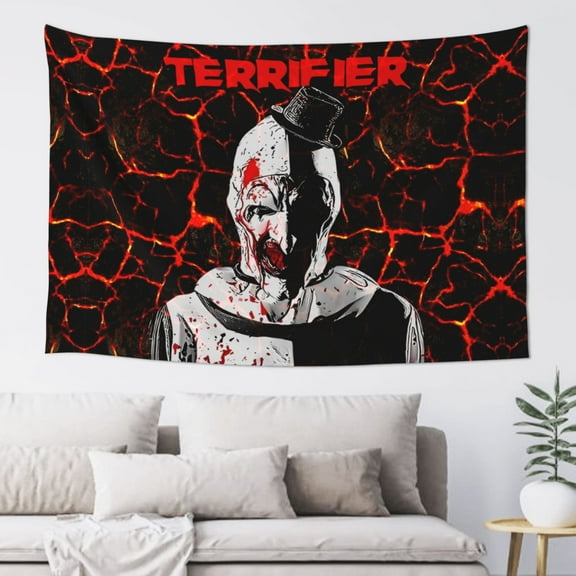 Terrifier 2 Tapestry Wave Wall Hanging Home Decoration Wall Blanket Dormitory Living Room Bedroom Backdrop Poster (60x40 In)