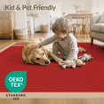 thumbnail image 4 of ODIKA 8'x10' Washable Area Rug Red Beige Minimalist Geometric Design Elegant Rectangular Layout with Modern Stripes for Dining Room, Large Office, Lounge, Non-Slip Chair-Friendly Mat, 4 of 7