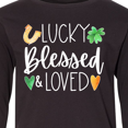 thumbnail image 4 of Inktastic Lucky Blessed and Loved Horseshoe Clover Hearts Long Sleeve Youth T-Shirt, 4 of 5