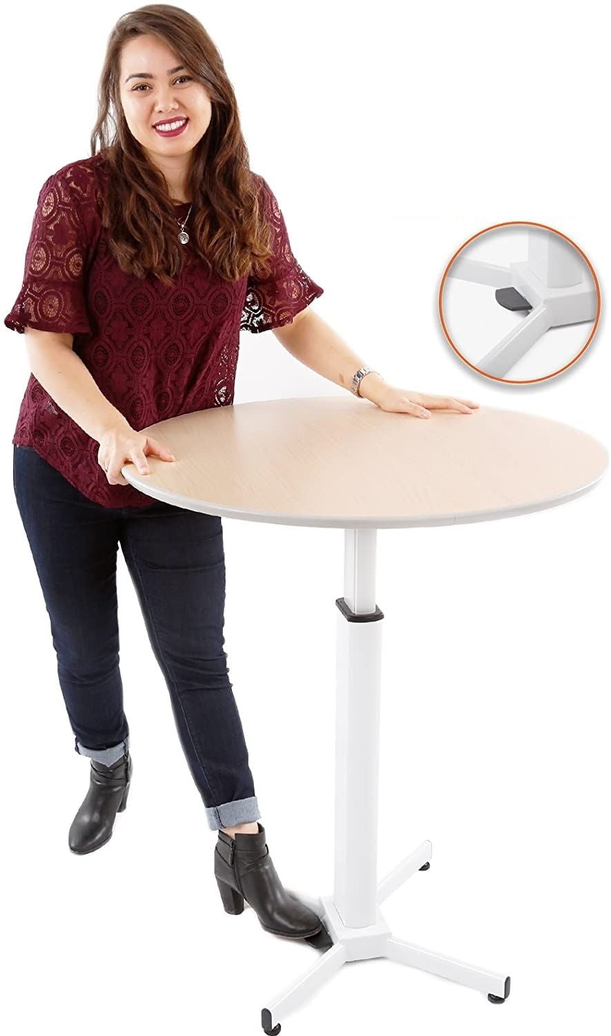 Adjustable height outlet multifunctional round table