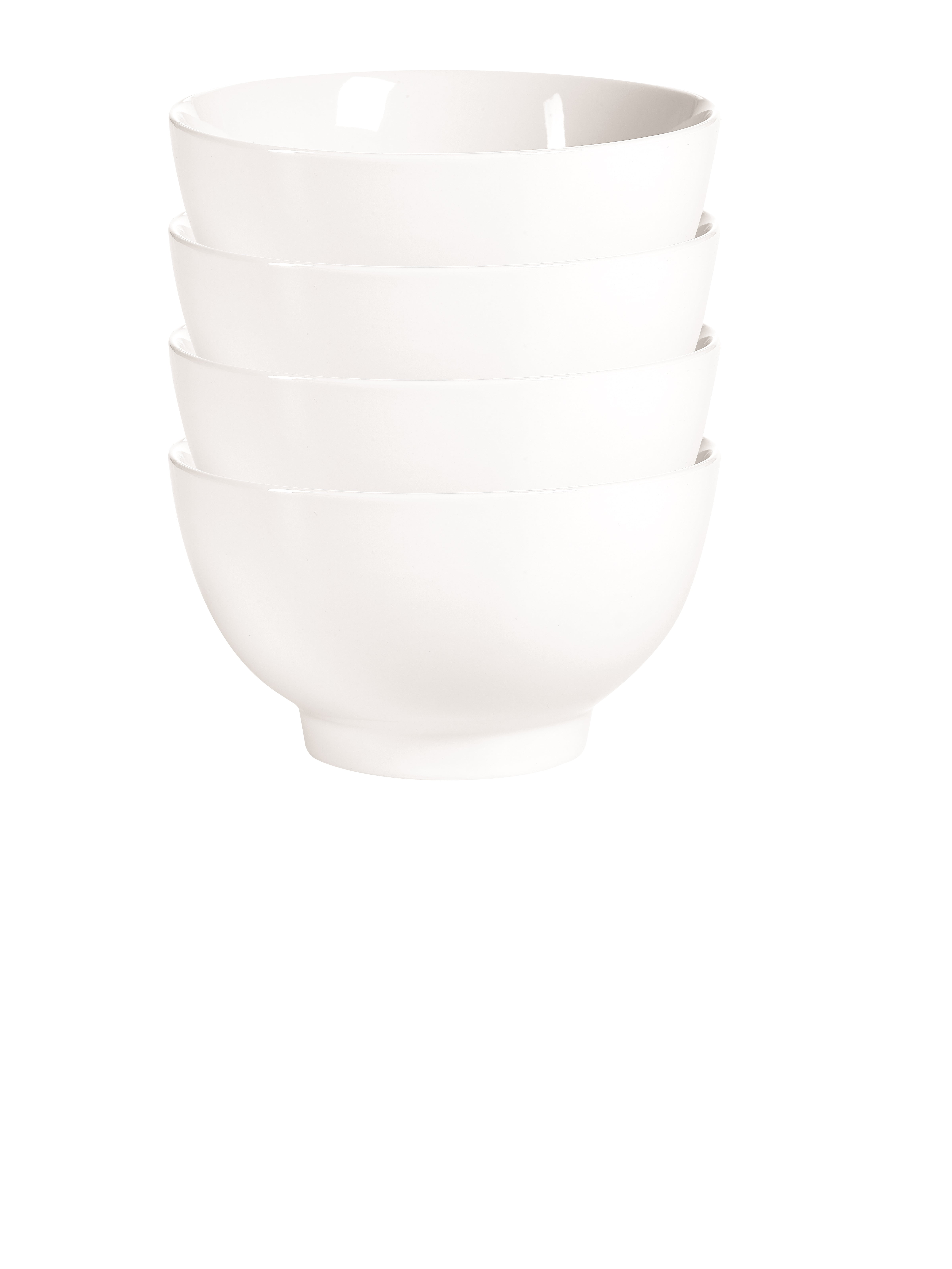 Over and Back Set of 4 White Round Porcelain Noodle Bowls