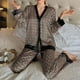 thumbnail image 5 of Pijamas de seda sintética para mujer, conjuntos de pijama de primavera y otoño, cárdigan de manga larga, ropa de dormir de lujo, pijamas de moda para mujer., 5 of 5