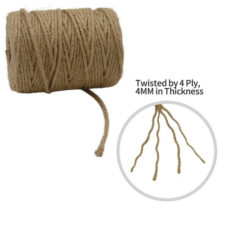 165 Feet 4mm Jute Twine Thick Natural Jute Rope for Crafts, Garden Brown