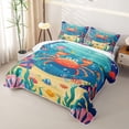 thumbnail image 3 of spefrowx Cartoon Orange Crab Quilt Full for Girls Boys, Coral Tropical Fish Seabed Full Bedspread Sets, 3-Piece, 3 of 7