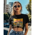 thumbnail image 4 of T Shirts for Women Short Sleeve Cotton Crewneck T-Shirt, Mexican Hip Hop Rainbow Skull Flower Tee Tops Casual Basic T-Shirts, XS-5XL Black L, 4 of 7