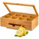 thumbnail image 1 of Tea Box Organizer with Drawer - 8 Compartment Bamboo Wooden Tea Storage Chest with Acrylic Window & Magnetic Lid - Tea Accessories & Gift Set for Women, Birthdays, House Warming Gifts New Home, 1 of 5