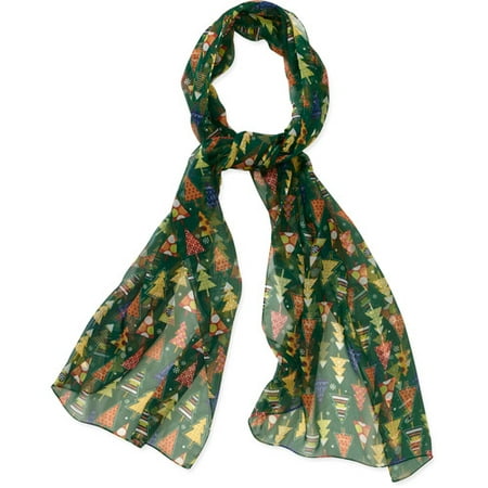 Holiday Christmas Tree Print Wrap Scarf